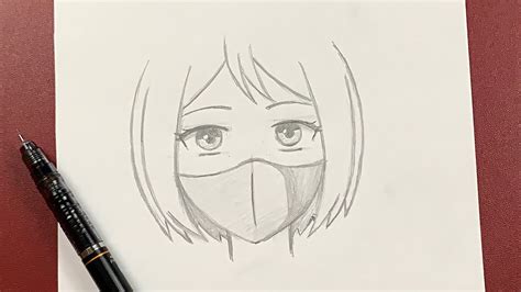 Easy anime drawing | how to draw anime girl wearing a mask easy step-by-step - YouTube