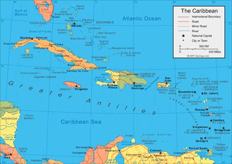 Caribbean Islands Map and Satellite Image