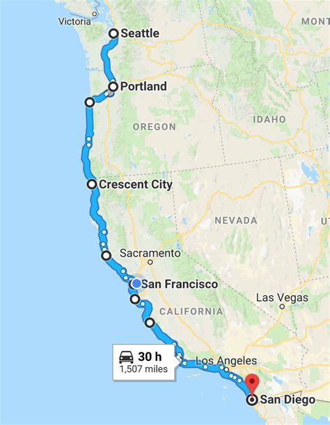 Printable Pacific Coast Highway Map