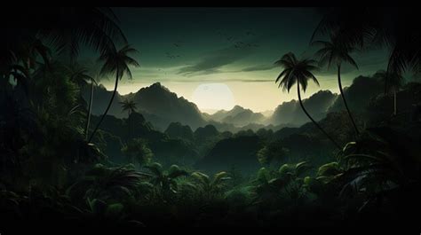 Premium AI Image | Silhouette of a jungle in the tropics