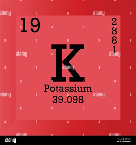 K Potassium Chemical Element Periodic Table. Single vector illustration, element icon with molar ...