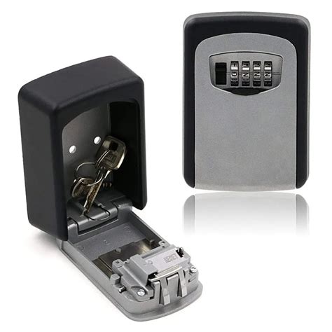 Key Storage Lock Box, 4 Digit Combination Lock Box, Wall Mounted Lock Box, Wall Mounted Key Safe ...