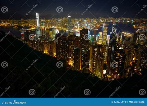 Hong Kong Night View Seen from Victoria Peak Stock Photo - Image of ...