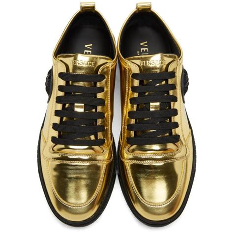 Versace Leather Gold Medusa Sneakers in Metallic for Men - Lyst