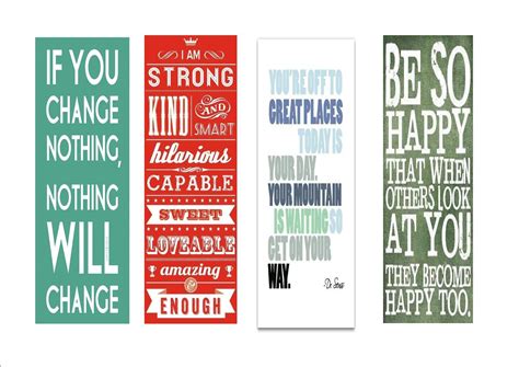 Bookmarks with inspirational, encouraging quotes. I made these to give as gifts in treat bags a ...