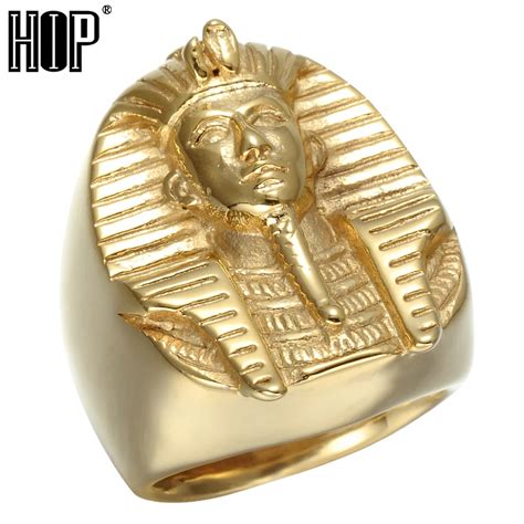 HIP Hop Gold Color Mysterious Egyptian Pharaoh Rings Rock Titanium ...