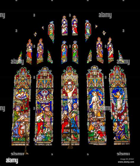 Stained glass window in St.Mary's Church, Guildford, Surrey Stock Photo - Alamy