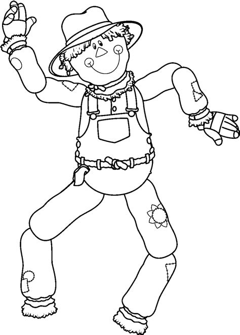 Fall Scarecrow Clip Art Black White Sketch Coloring Page