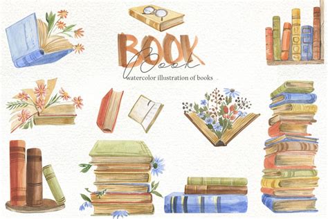 Books clipart, watercolor (1299002)