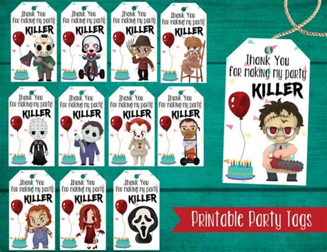 Horror Themed Party Favor Tags Digital Download | Etsy