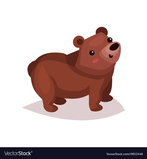 Cute brown bear cub cartoon Royalty Free Vector Image