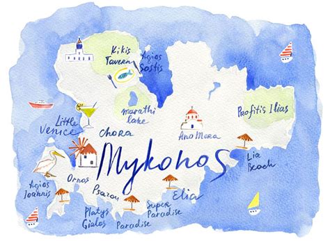 Mykonos Map Beaches - canvas-point