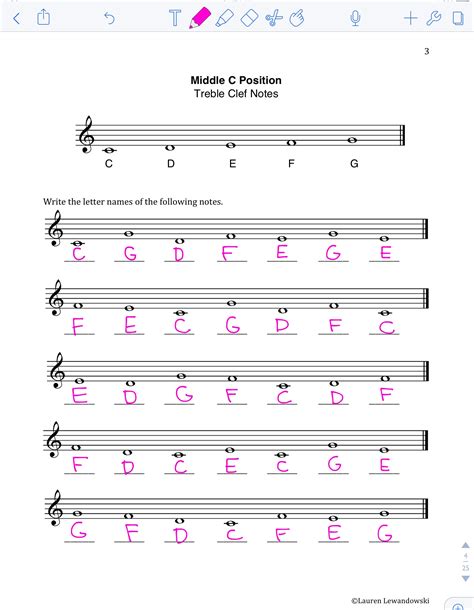 Treble Clef Notes Worksheet – Englishworksheet.my.id