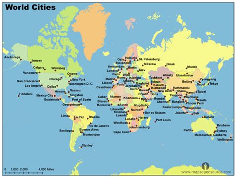 Free World Cities Map | Cities Map of World open source | Mapsopensource.com