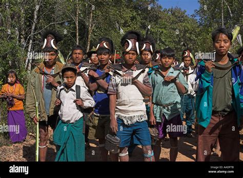 MYANMAR BURMA Sagaing Division Naga people marching to the Naga New ...