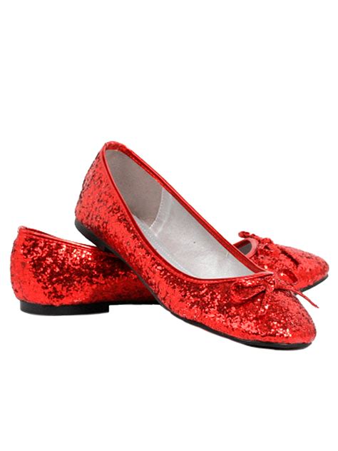 Red Glitter Star Flat Adult Shoes - SpicyLegs.com