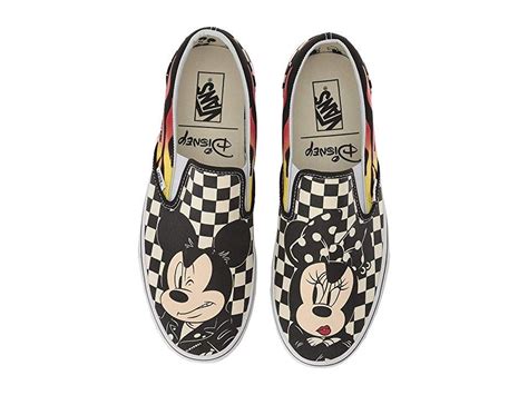 Vans Mickey's 90th Disney(r) Classic Slip-Ontm Skate Shoes (Disney) Mickey & Minnie/Checker ...