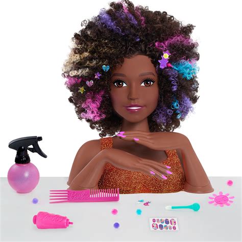 Barbie Rainbow Sparkle Deluxe Styling Head, Curly Hair, Kids Toys for Ages 3 Up, Gifts and ...