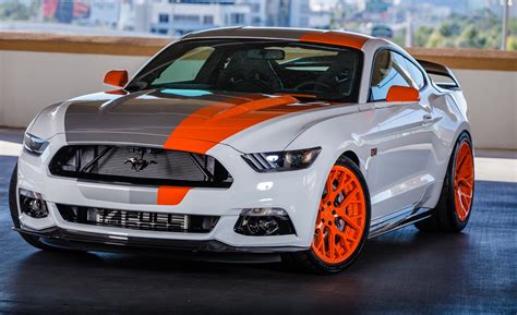 Bright Orange Custom Painted Wheels on Mustang GT — CARiD.com Gallery