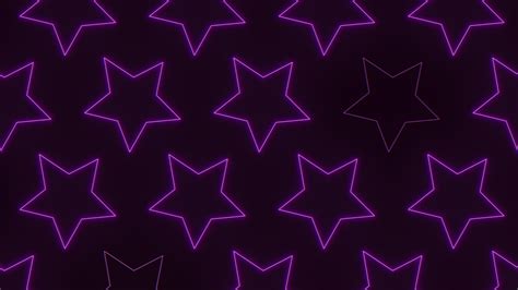 Premium stock video - Seamless neon purple stars pattern in rows on black gradient