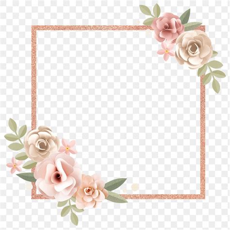 Floral square frame design element | Premium PNG - rawpixel