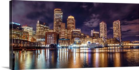 Boston City Skyline at Night Wall Art, Canvas Prints, Framed Prints, Wall Peels | Great Big Canvas