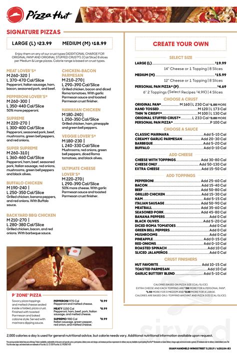 Pizza Hut Guam menu in Honolulu, Hawaii, USA