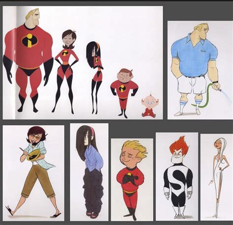 Pixar the incredibles Character Design visual development art tips | How to draw Body Types ...