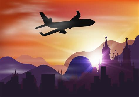 Silhouette Of Plane In Sunset 181622 Vector Art at Vecteezy