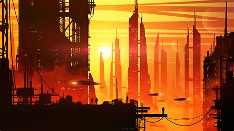 Wallpaper : digital art, futuristic city, artwork, minimalism, science fiction, fan art, fantasy ...