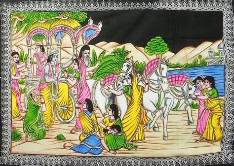 Krishna Leaving Vrindavan - Painting with Sequin - 45 x 69 inches