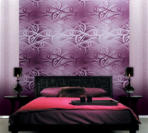 Wonderful Decorating With Wallpaper Accent Wall Purple - Bedroom Purple ...