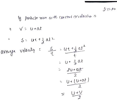 Average velocity arithmetic mean formula