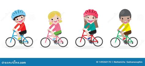 Kids Riding Bikes Cartoon