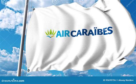 Waving Flag with Air Caraibes Logo. 3D Rendering Editorial Photo - Illustration of symbol ...