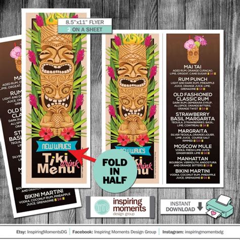 Tiki Bar Drink Menu Cocktail Party Menu Cocktails House - Etsy