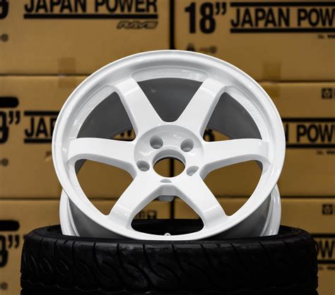 VOLK RACING TE37SL 18×9.5 5×114.3 +12 Dash White (DW) wheel set | Import Monster