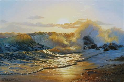 Large Seascape Oil Painting by Alexander Shenderov Ocean Art Original Canvas Beach Painting ...