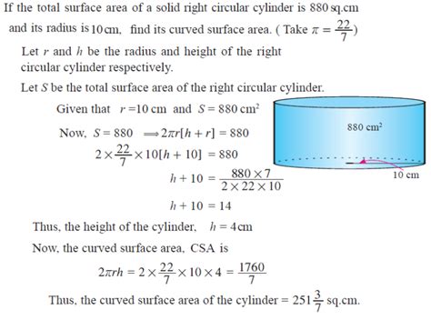 Curved Surface Area (CSA) of a Cylinder Formula