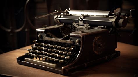 Vintage Typewriter On A Wooden Table Background, A Picture Of A Typewriter, Typewriter, Old ...