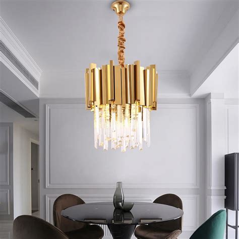 Luxury Gold Metal Bars Modern Crystal Chandelier | My Aashis