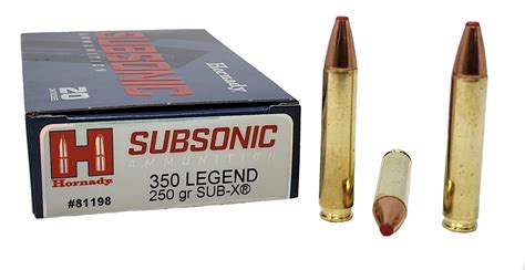 Hornady Subsonic Ammunition - 350 Legend - 250 Grain SUB-X - 20 Rounds - Brass Case