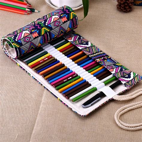 Pencil Case School Canvas Roll Pouch Makeup Comestic Brush Pen Storage pecncil box pencil case ...