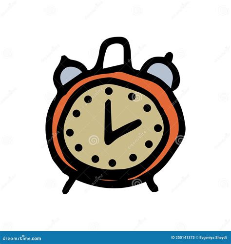 Cartoon Illustration of Red Alarm Clock Isolated on White. Vector Doodle Icon Stock Vector ...