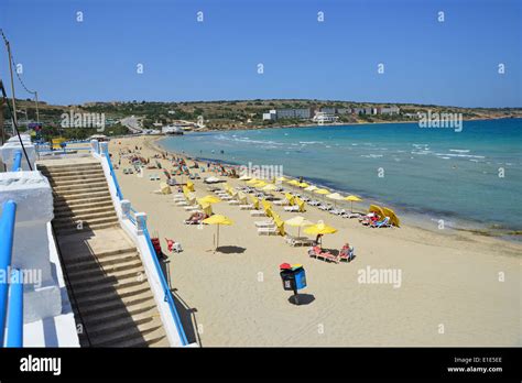 Beach view, Ghadira Bay, Mellieħa (il-Mellieħa), Northern District, Malta Majjistral Region ...