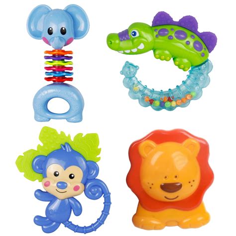 Baby Rattles Teether Toys 4 Pieces Newborn Infant Shaking Rattles Set with Box Packing, Best ...