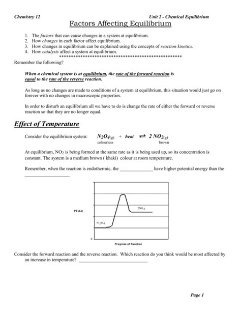 Factors Affecting Equilibrium