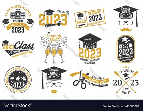 Set of class 2023 badges concept Royalty Free Vector Image