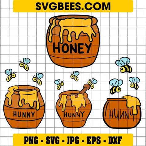 Winnie the pooh eat honey from pot SVG - SVGbees