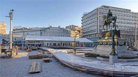 Ice Rink Construction Site editorial stock image. Image of serbia - 266208554